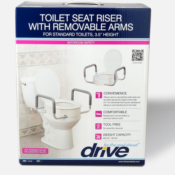 Drive Medical Bath Drive Medical New Raised Toilet Seat Riser With